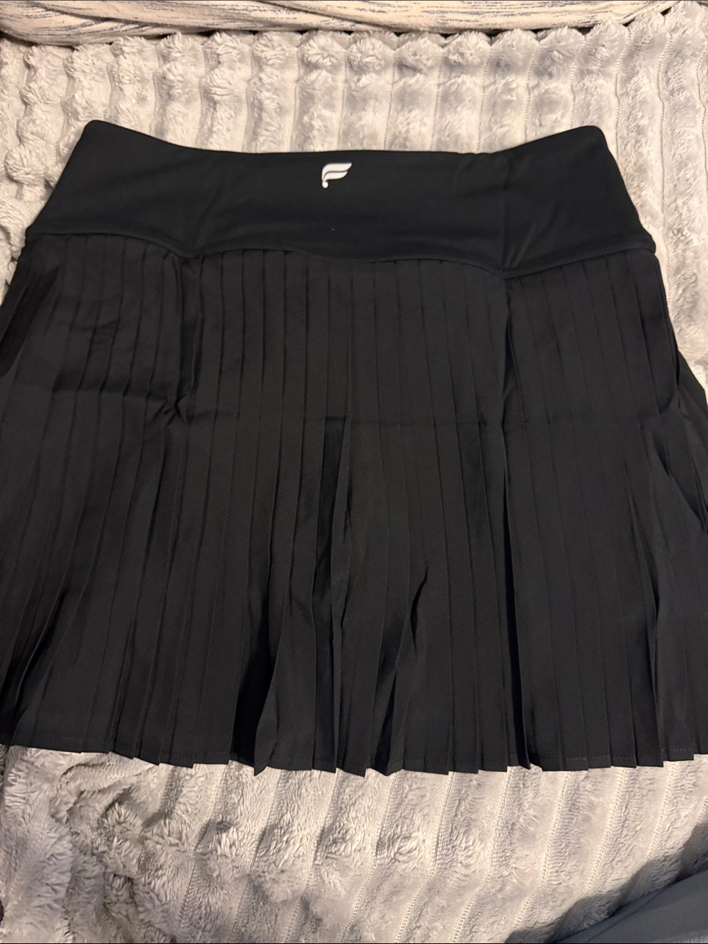 Fabletics Black Pleated Skater Skirt with Logo